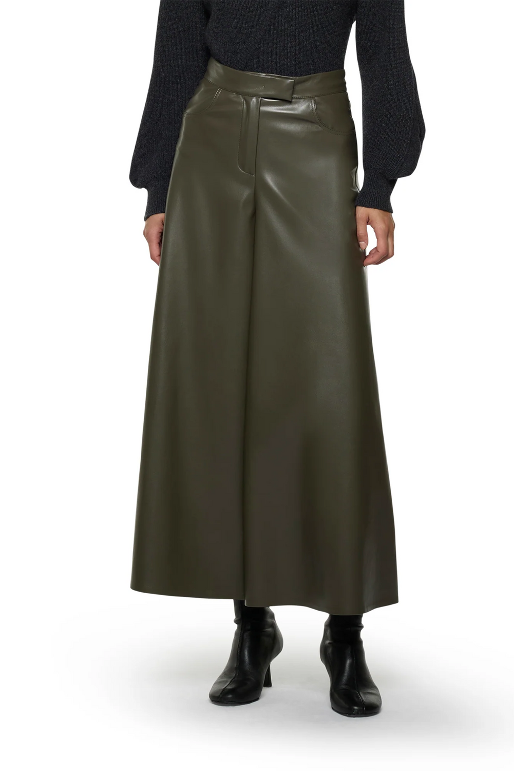 WIDE LEG VEGAN KHAKI Pant-Skirt by Simona Corsellini