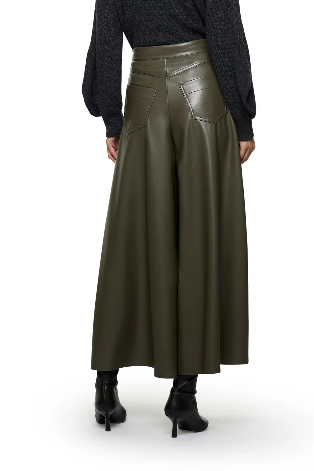 WIDE LEG VEGAN KHAKI Pant-Skirt by Simona Corsellini