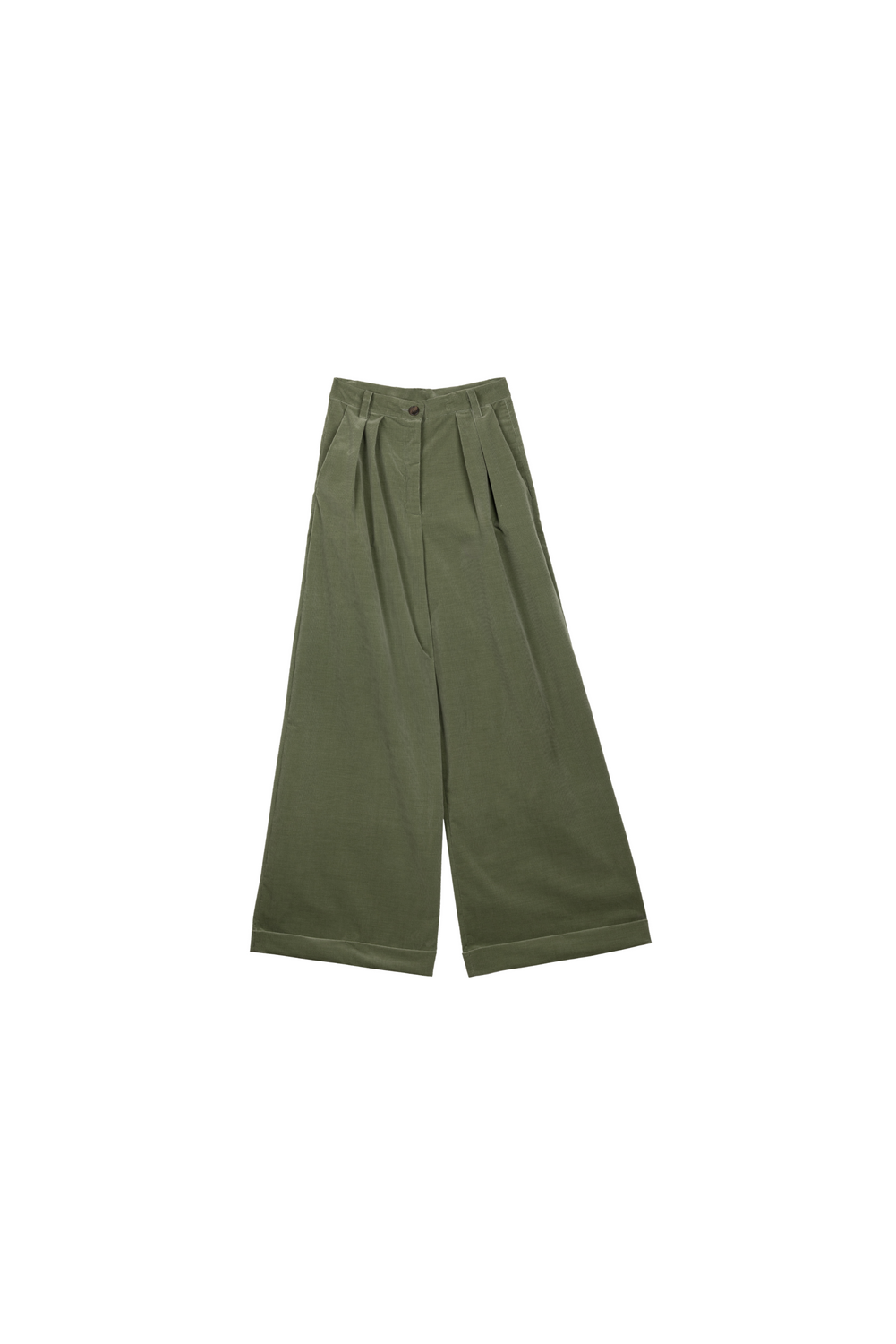 PALAZZO CORDUROY VERDE Trousers by Clan Upstairs Private Label