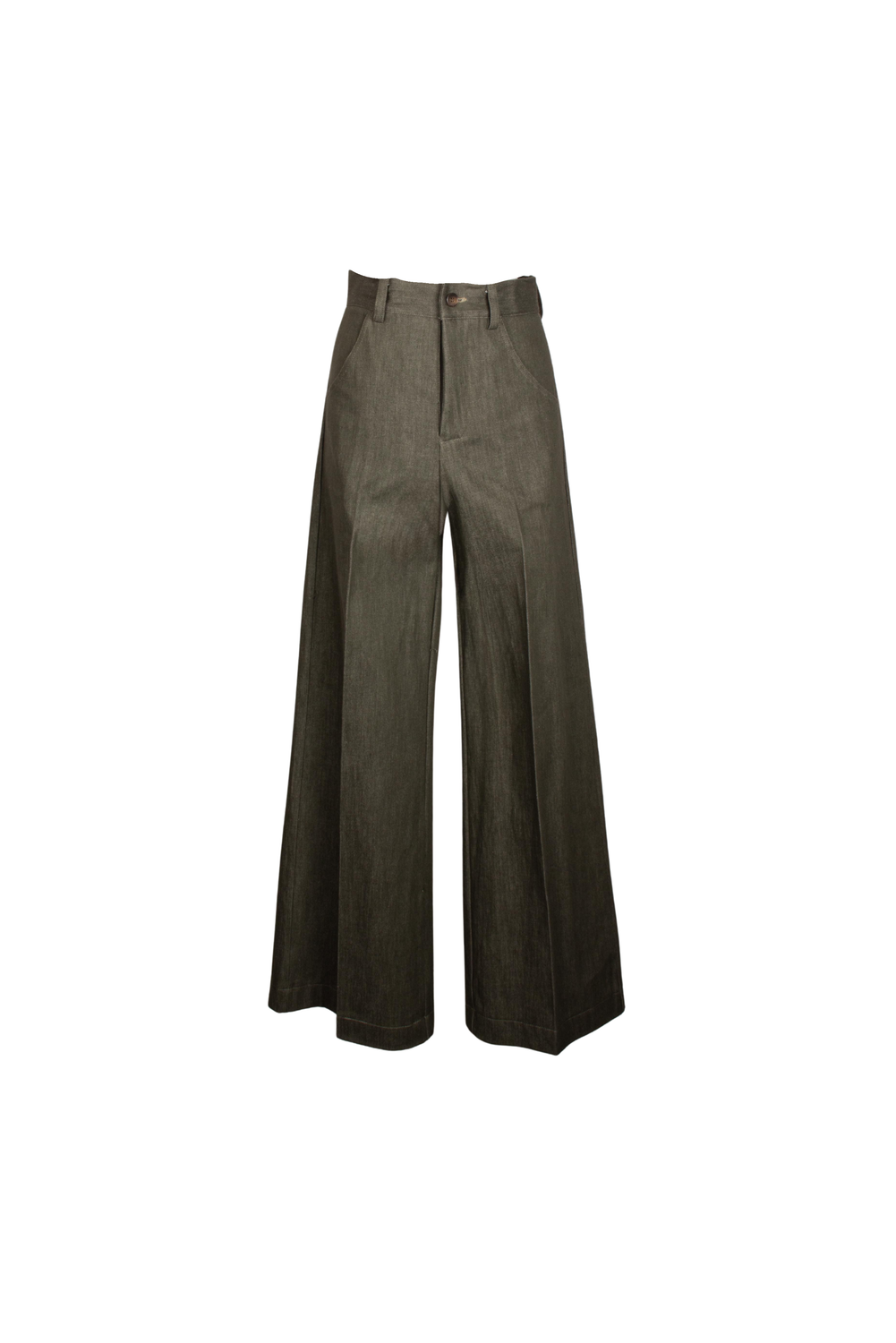 KLELIA DENIM VERDE Trousers by Clan Upstairs Private Label
