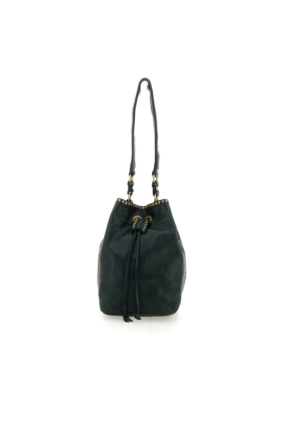 VERA BLACK STUDDED bucket bag by Campomaggi
