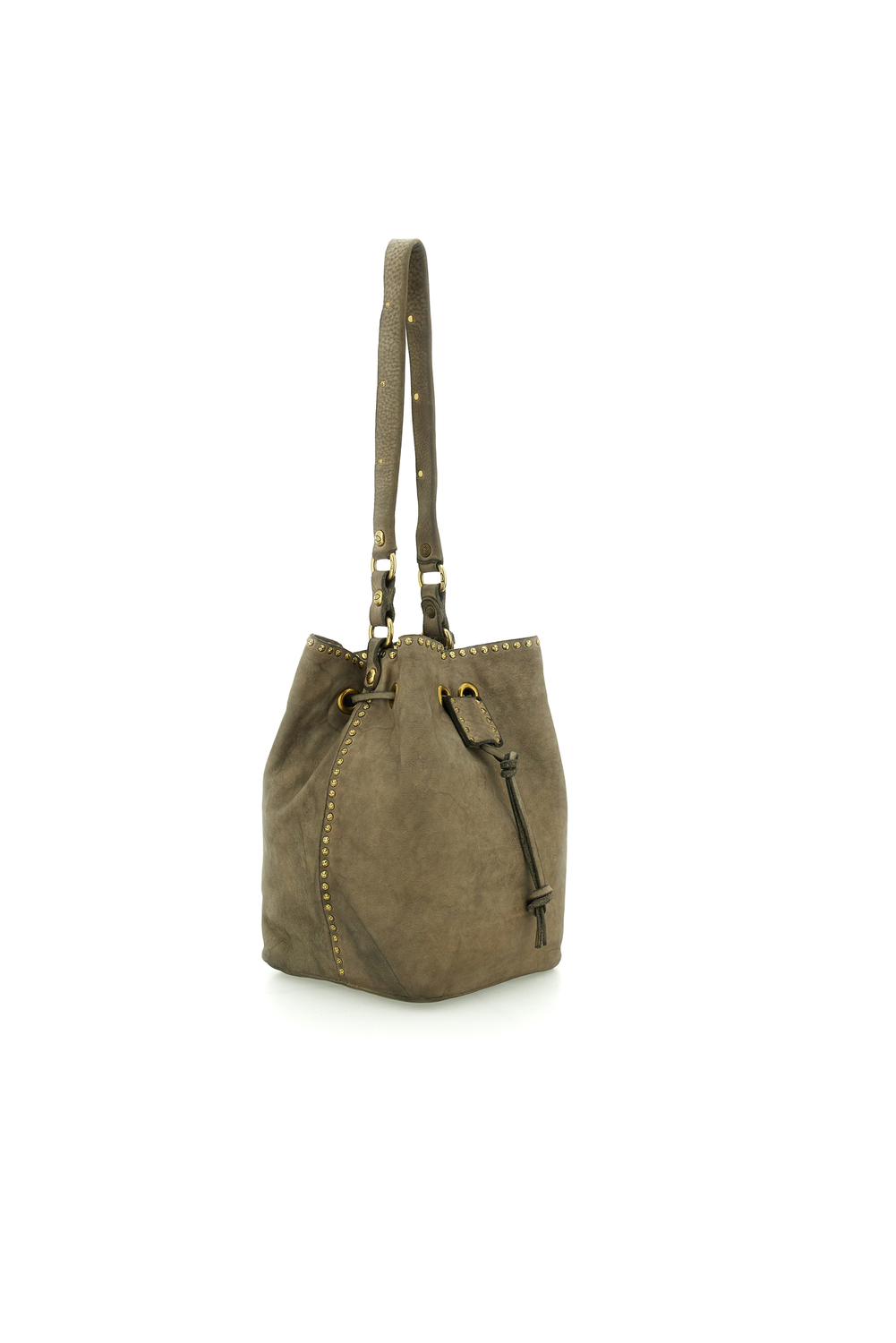 VERA GREY STUDDED bucket bag by Campomaggi