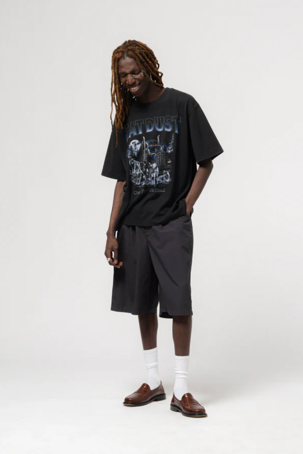 LOOSE FIT BERMUDA WITH DRAWSTRING MIDNIGHT BLUE by EAT DUST