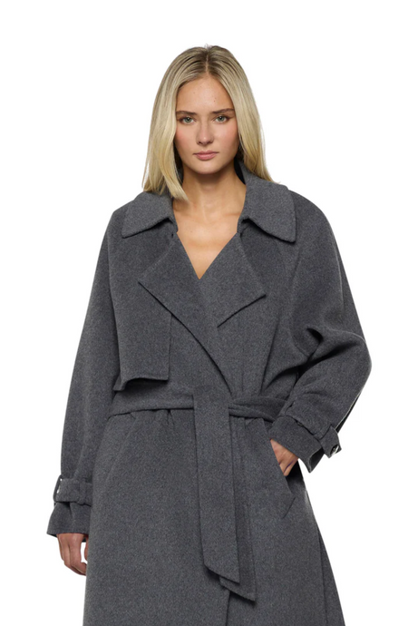 TRENCH IN DOUBLE CLOTH LIGHT GRAPHITE Coat by Simona Corsellini