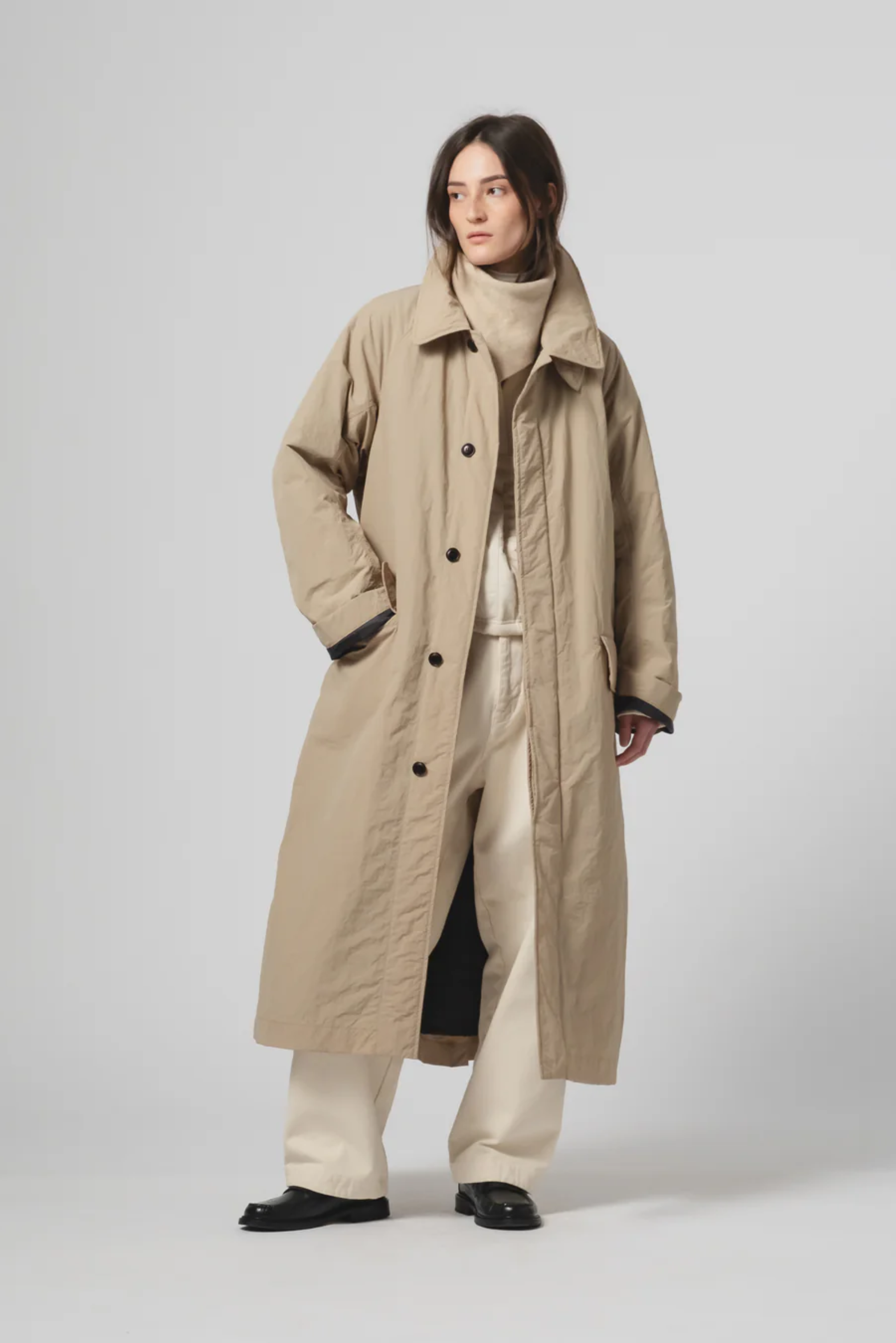 PADDED NYLON MILITARY OYSTER Trench Coat by Eat Dust