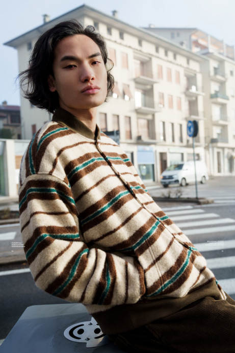 DU25242 NATURALE RIGATO Bomber Jacket by Madson