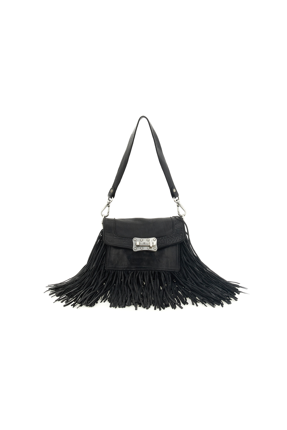 AGNESE BLACK FRINGED shoulder bag by Campomaggi