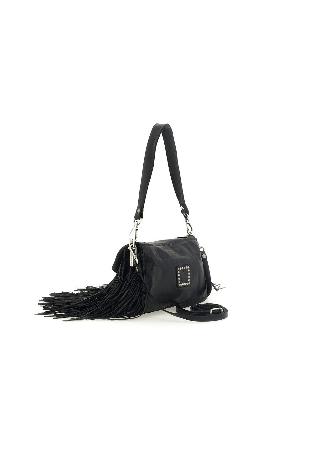 AGNESE BLACK FRINGED shoulder bag by Campomaggi