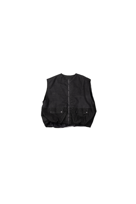 Leather Zipped Gilet by Clan Upstairs Private Label