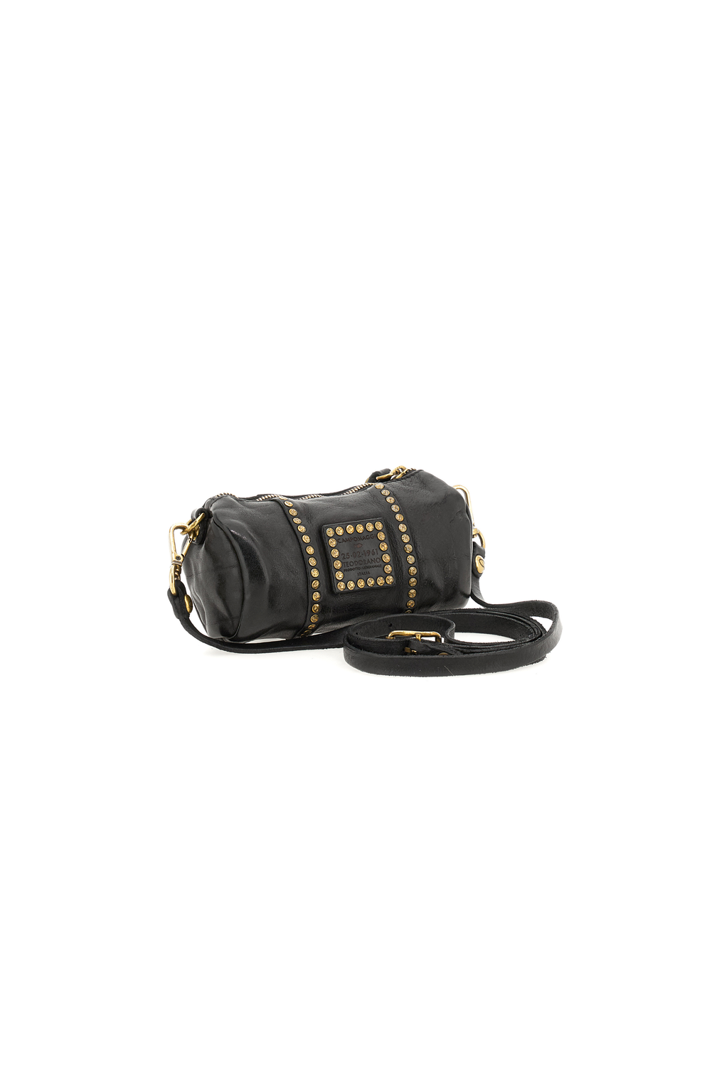LICIA BLACK STUDDED crossbody barrel bag by Campomaggi