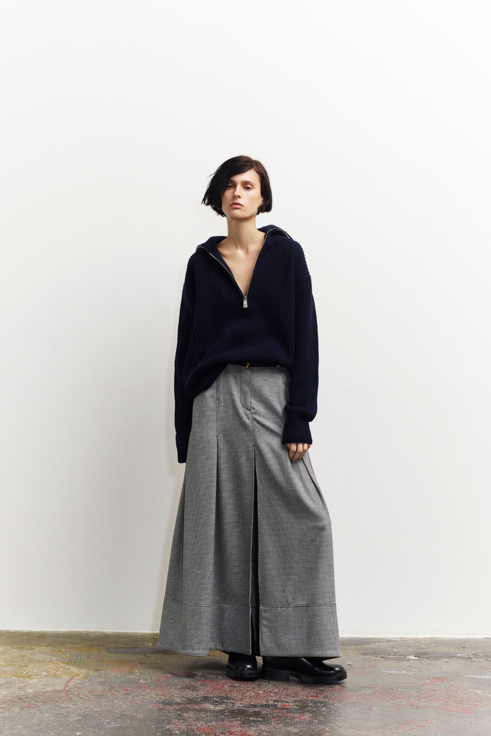 MONZA ZIP-NECK SWEATER DARK BLUE by Pence