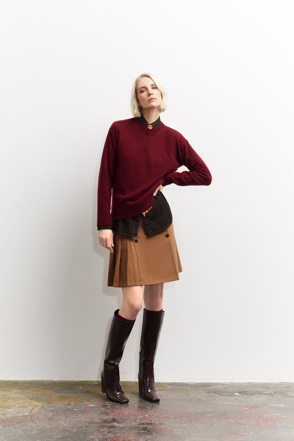 GINEVRA CREW NECK SWEATER BORDEAUX by Pence