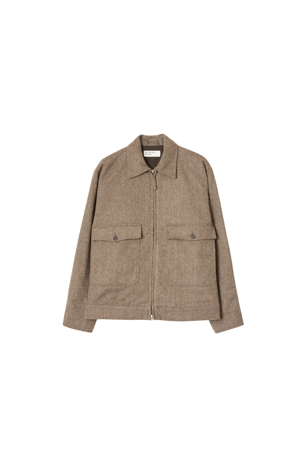 JACKET WOOL HERRINGBONE BROWN by Universal Works