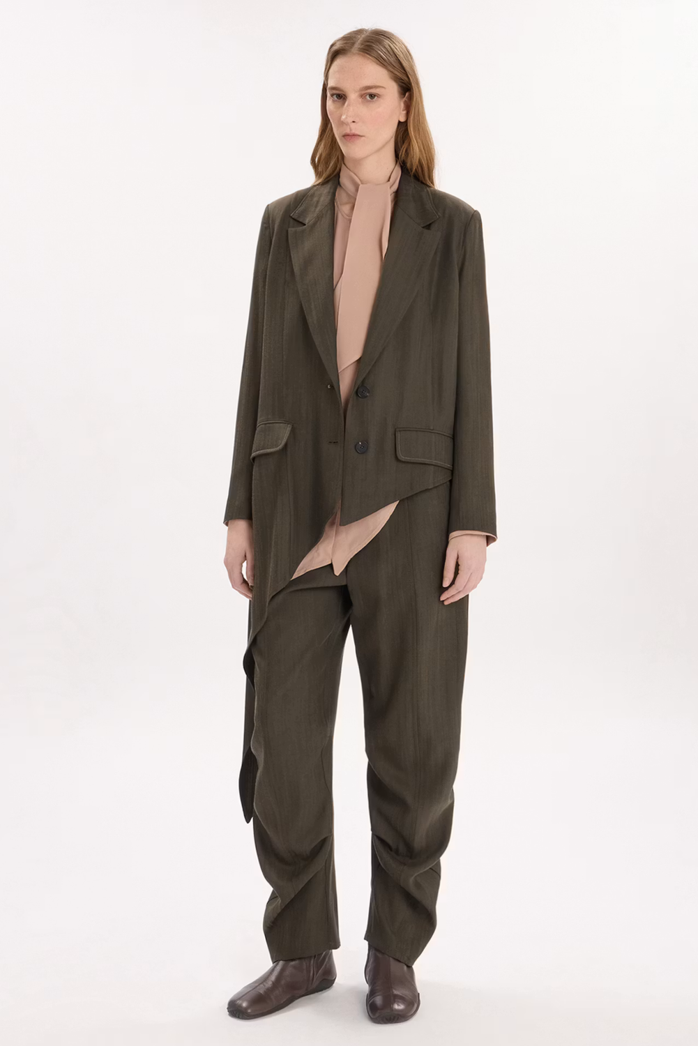 SNOWFALL ASYMMETRIC BLAZER GREEN by HIGH