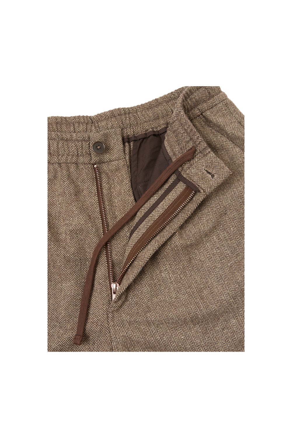 Brown Wool Herringbone Gillespie Pant by Universal Works