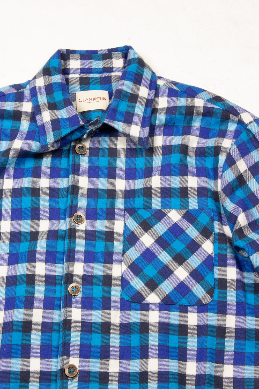 FUMI WOOL C/BLUE Shirt by Clan Upstairs Private Label