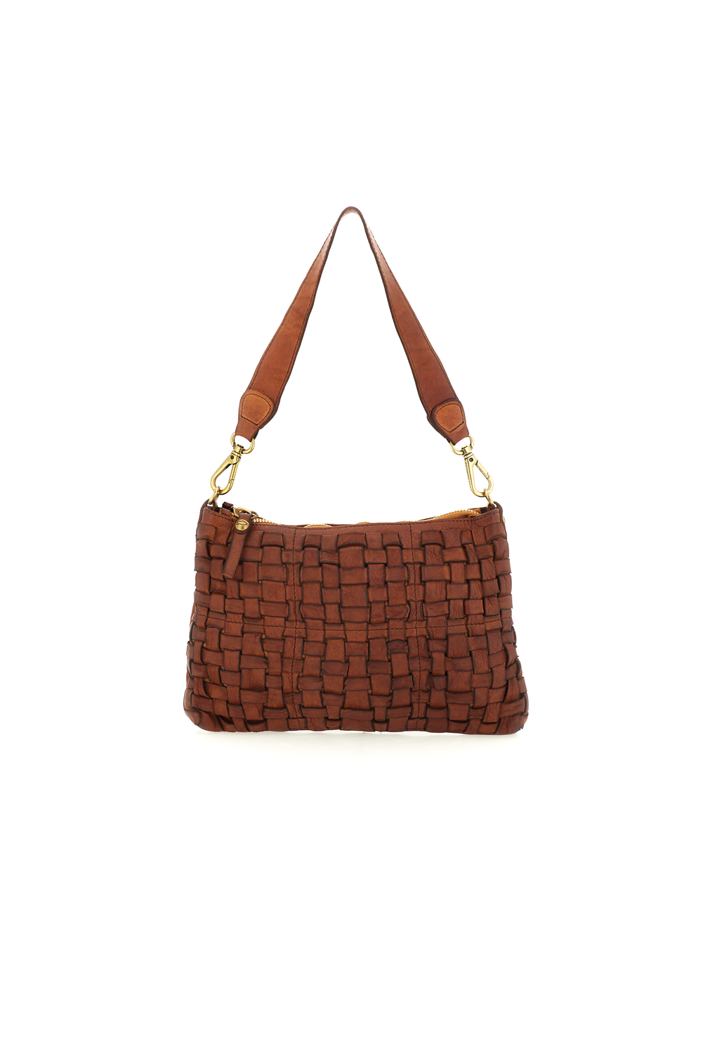 CARLA M COGNAC WOVEN shoulder bag by Campomaggi