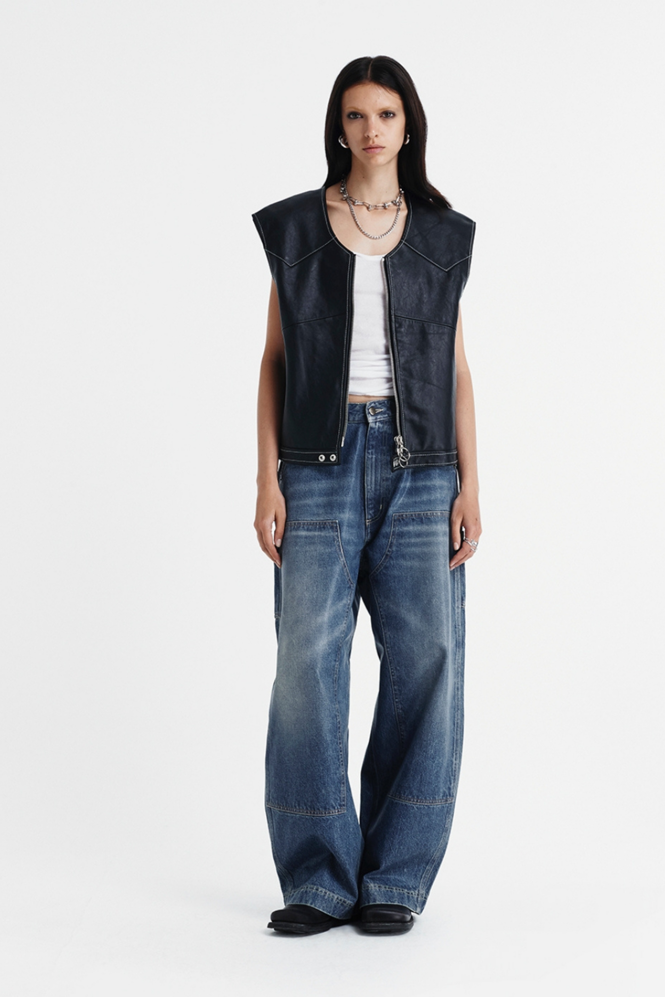 LEATHER VEST 000AIS Jacket by Washington Dee Cee