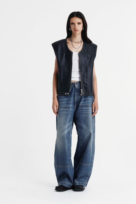 LEATHER VEST 000AIS Jacket by Washington Dee Cee