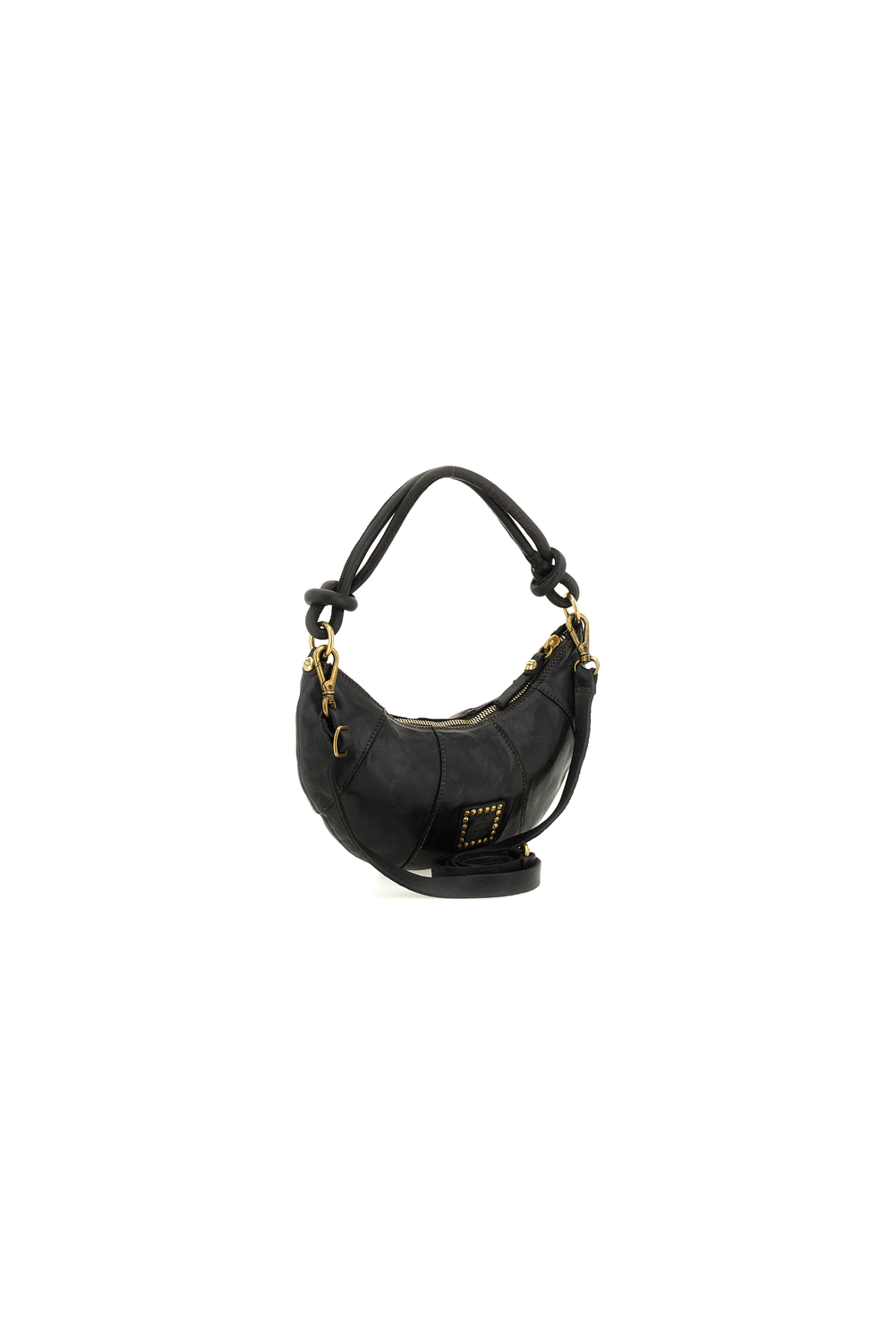 SOLE M BLACK STUDDED shoulder bag by Campomaggi