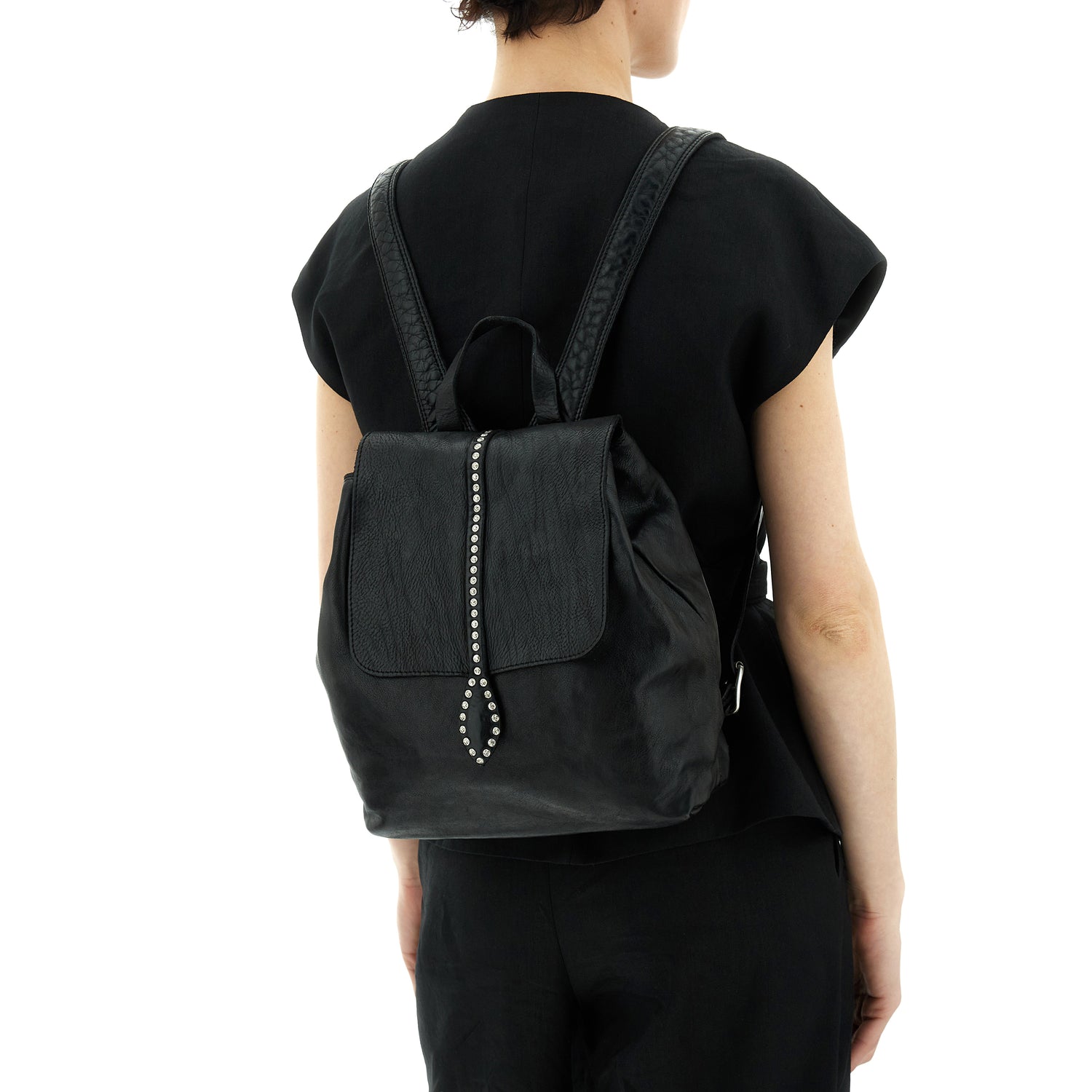 CARLOTTA BLACK STUDDED backpack by Campomaggi