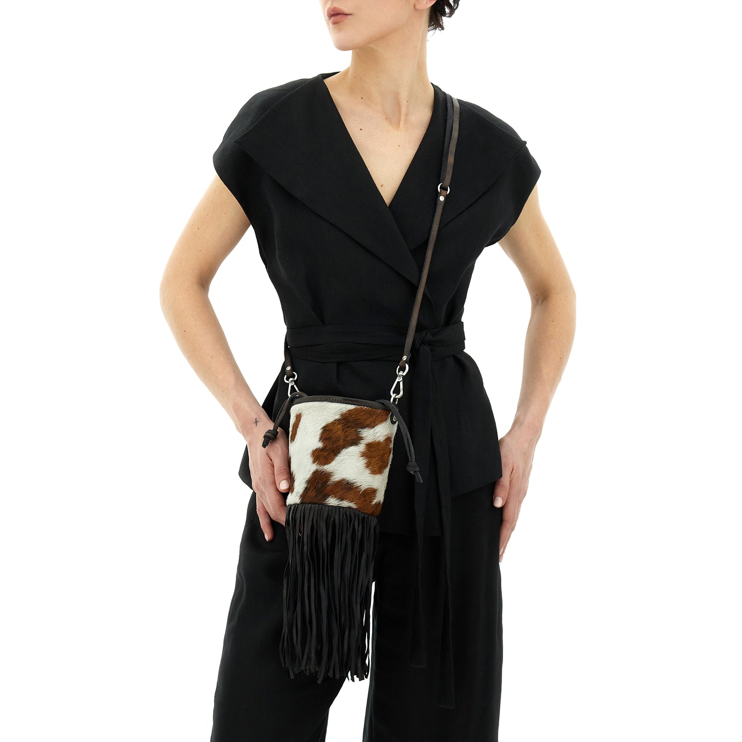 MOANA PONY HAIR FRINGED bucket cross body bag by Campomaggi