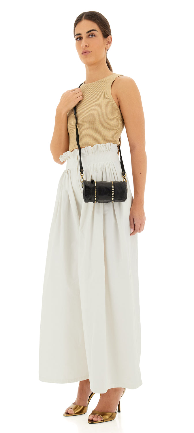 LICIA BLACK STUDDED crossbody barrel bag by Campomaggi