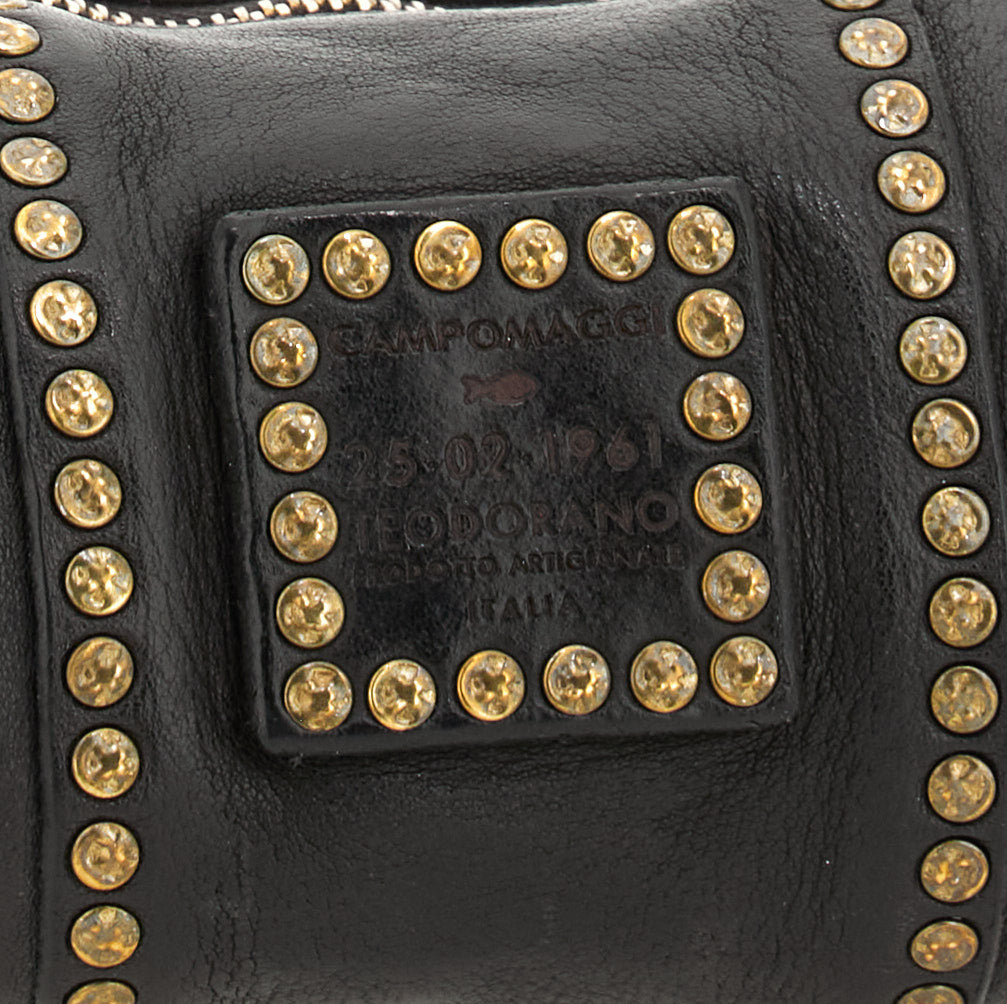 LICIA BLACK STUDDED crossbody barrel bag by Campomaggi