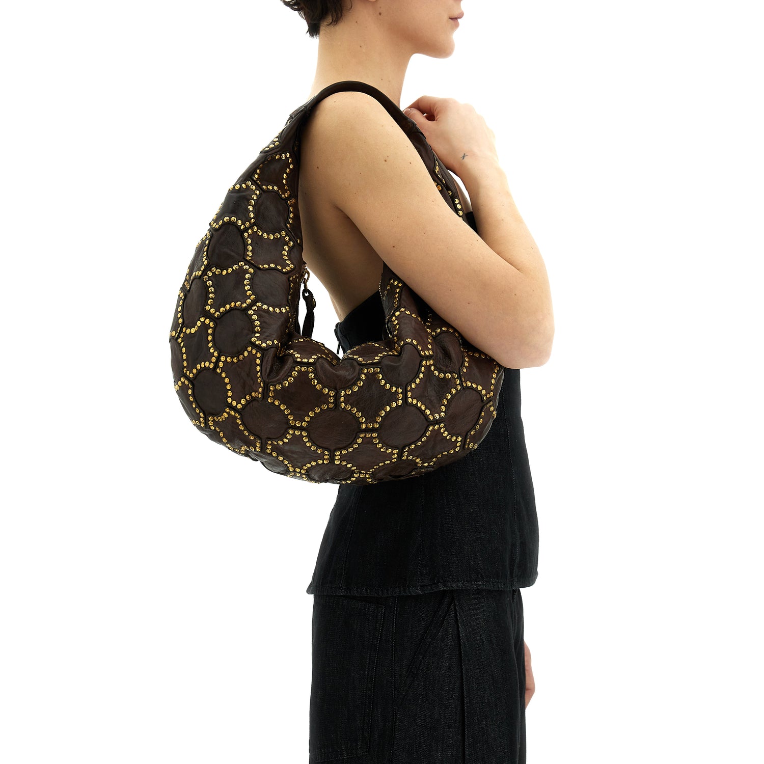 MARISA L BROWN STUDDED shoulder bag by Campomaggi
