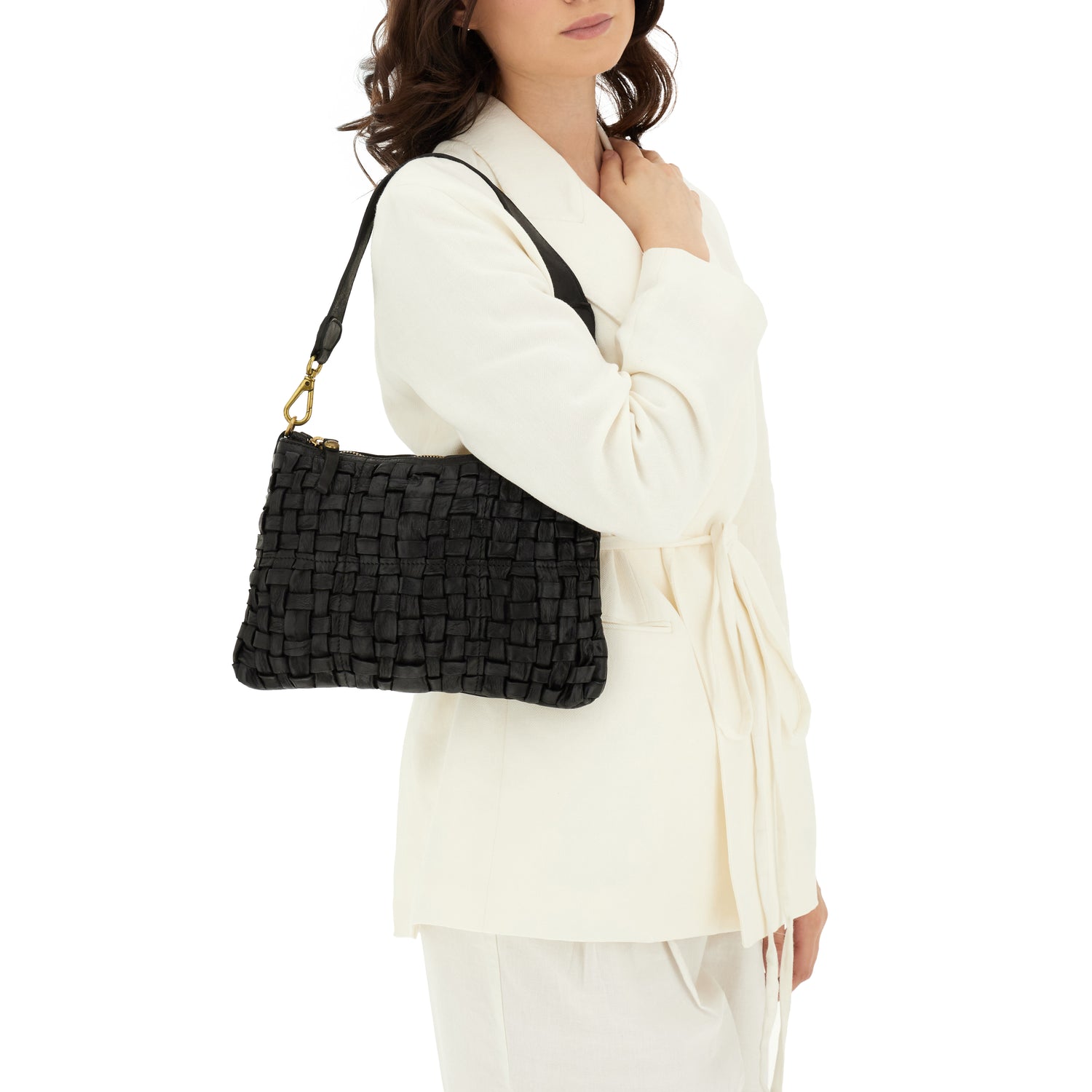 CARLA M BLACK WOVEN shoulder bag by Campomaggi