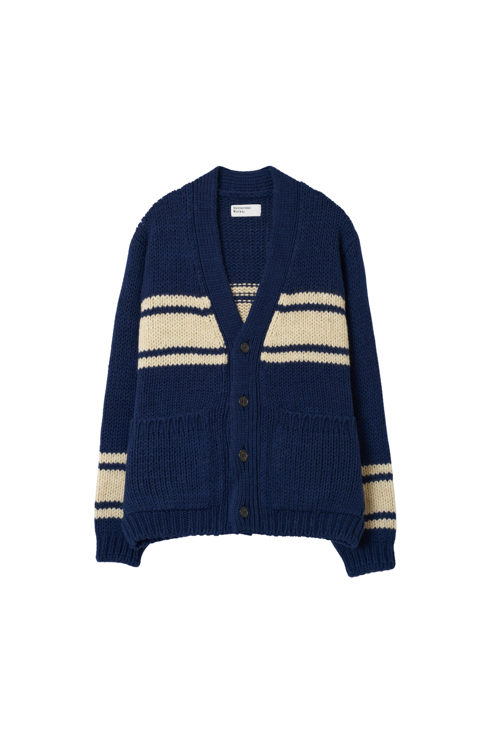 CHUNKY WOOL NAVI CARDIGAN by UNIVERSAL WORKS
