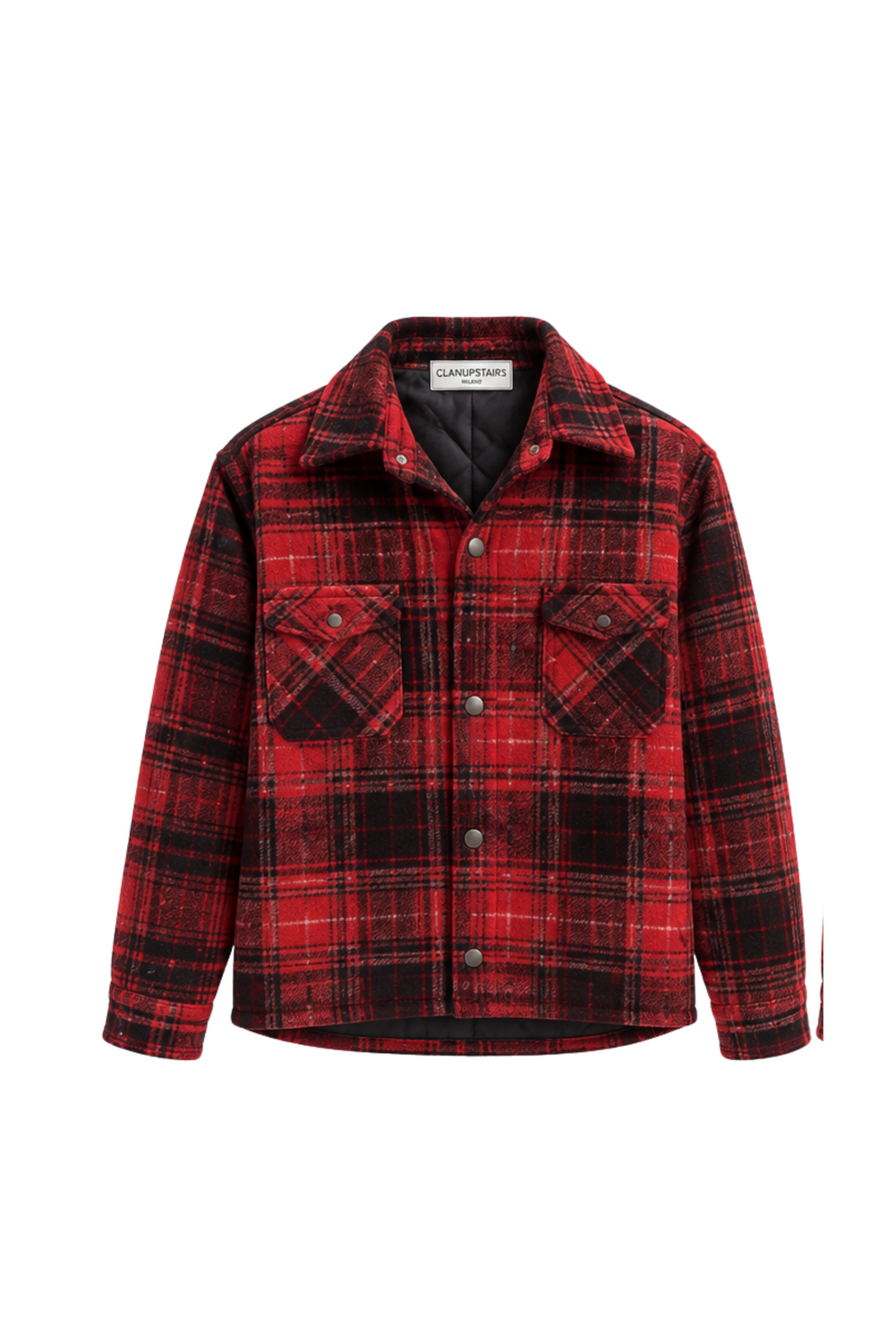 Padded check overshirt by clan upstairs