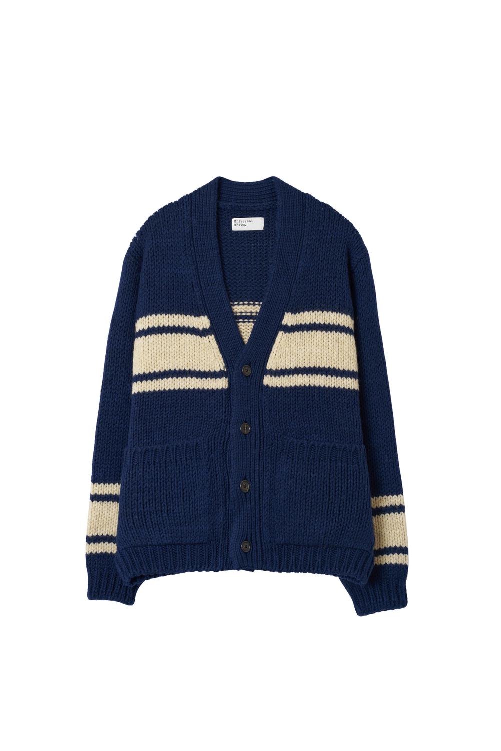 CHUNKY WOOL NAVI CARDIGAN by UNIVERSAL WORKS