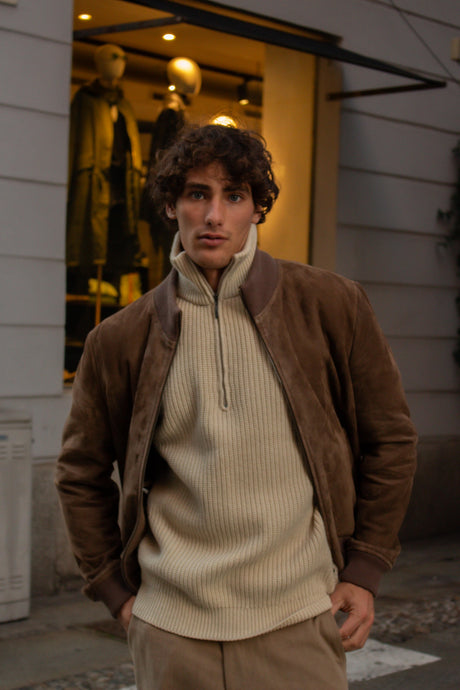 MAGLIA COLLO ZIP SAND by Clan Upstairs Private Label