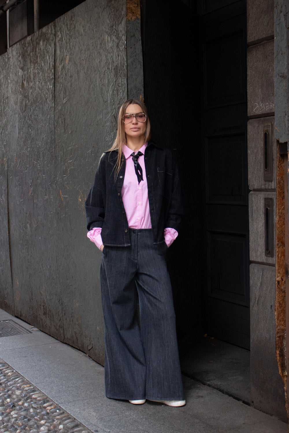 CAROL DENIM BLACK Trousers by Clan Upstairs Private Label