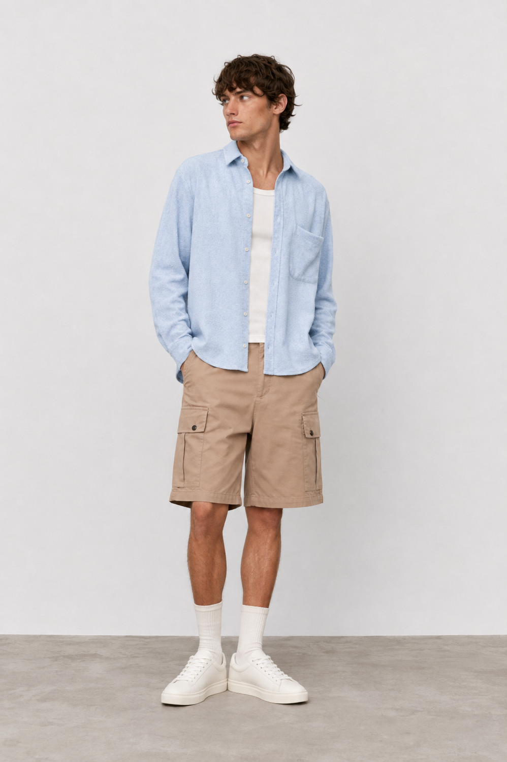 LONG SLEEVE SHIRT PHIL AZZURRO by Clan Upstairs Private Label